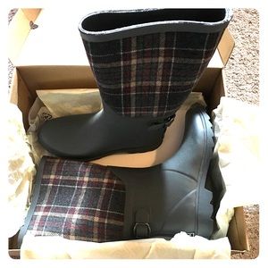 GH bass rain boots grey & plaid